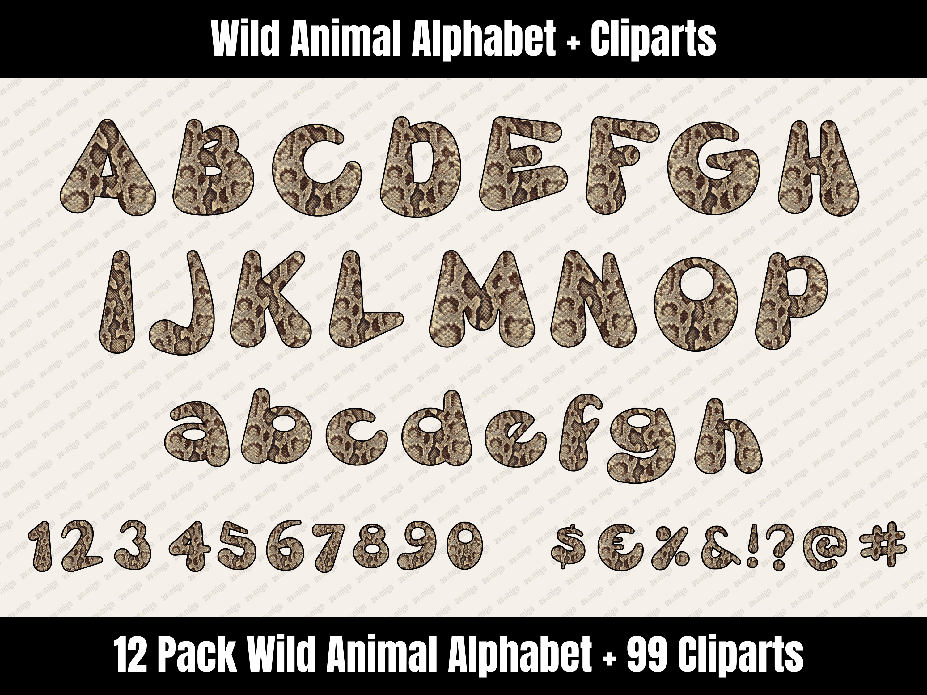 Wild Animal Alphabet Bundle + Cliparts
