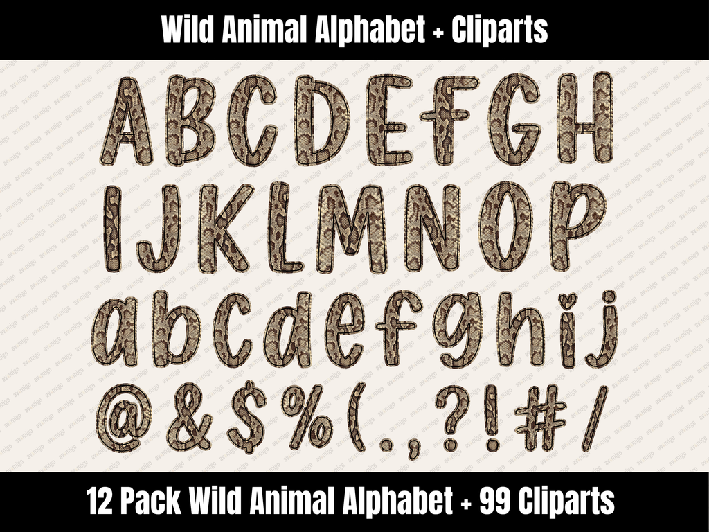 Wild Animal Alphabet Bundle + Cliparts