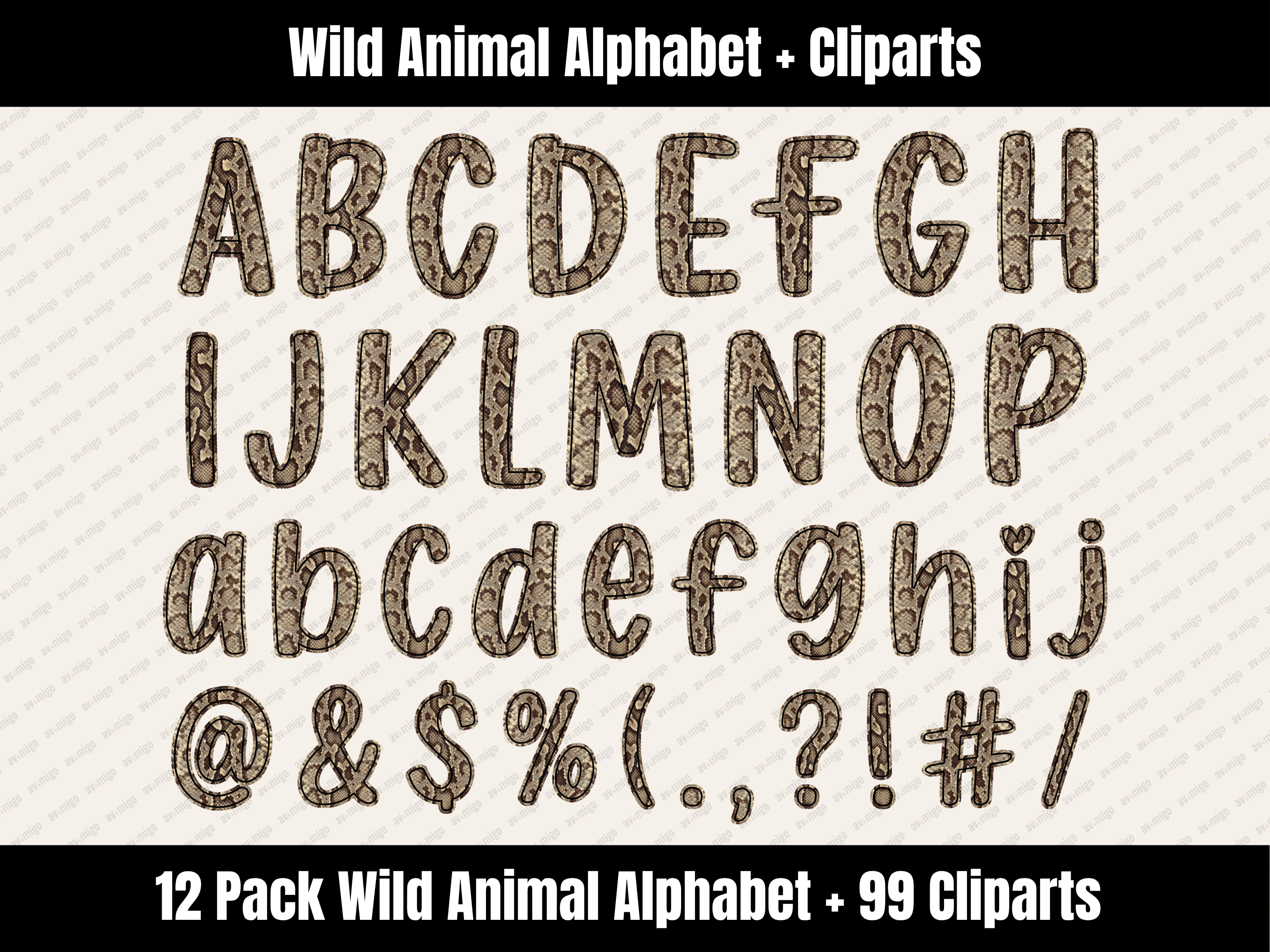 Wild Animal Alphabet Bundle + Cliparts
