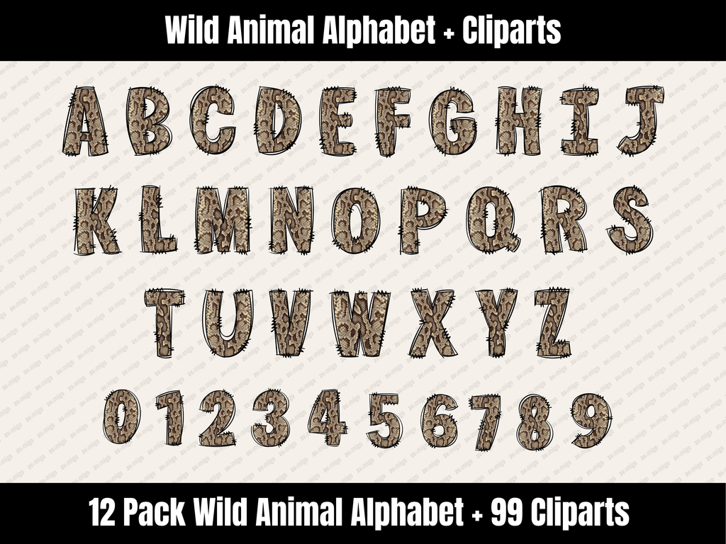 Wild Animal Alphabet Bundle + Cliparts