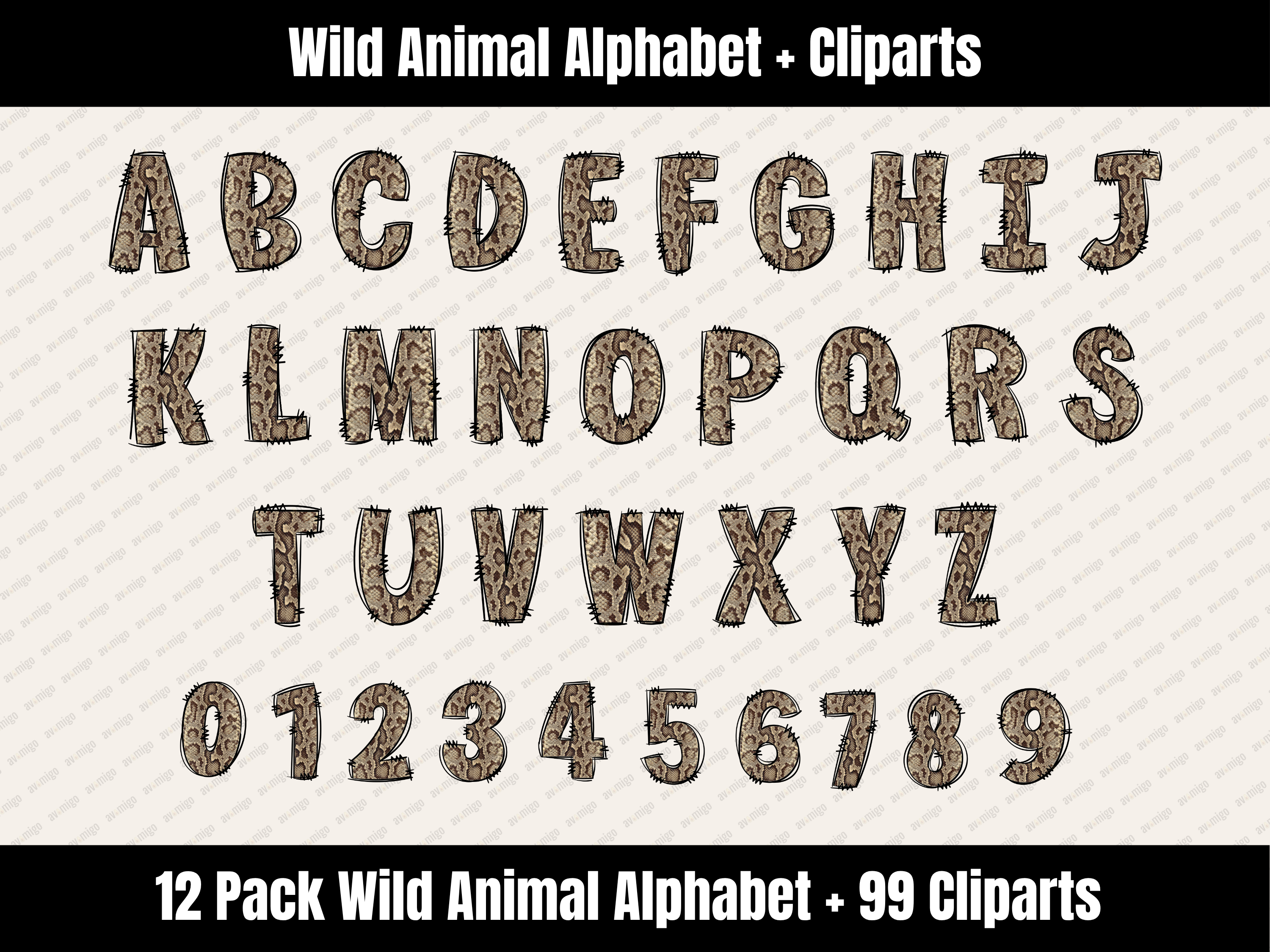 Wild Animal Alphabet Bundle + Cliparts