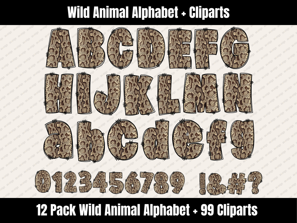 Wild Animal Alphabet Bundle + Cliparts