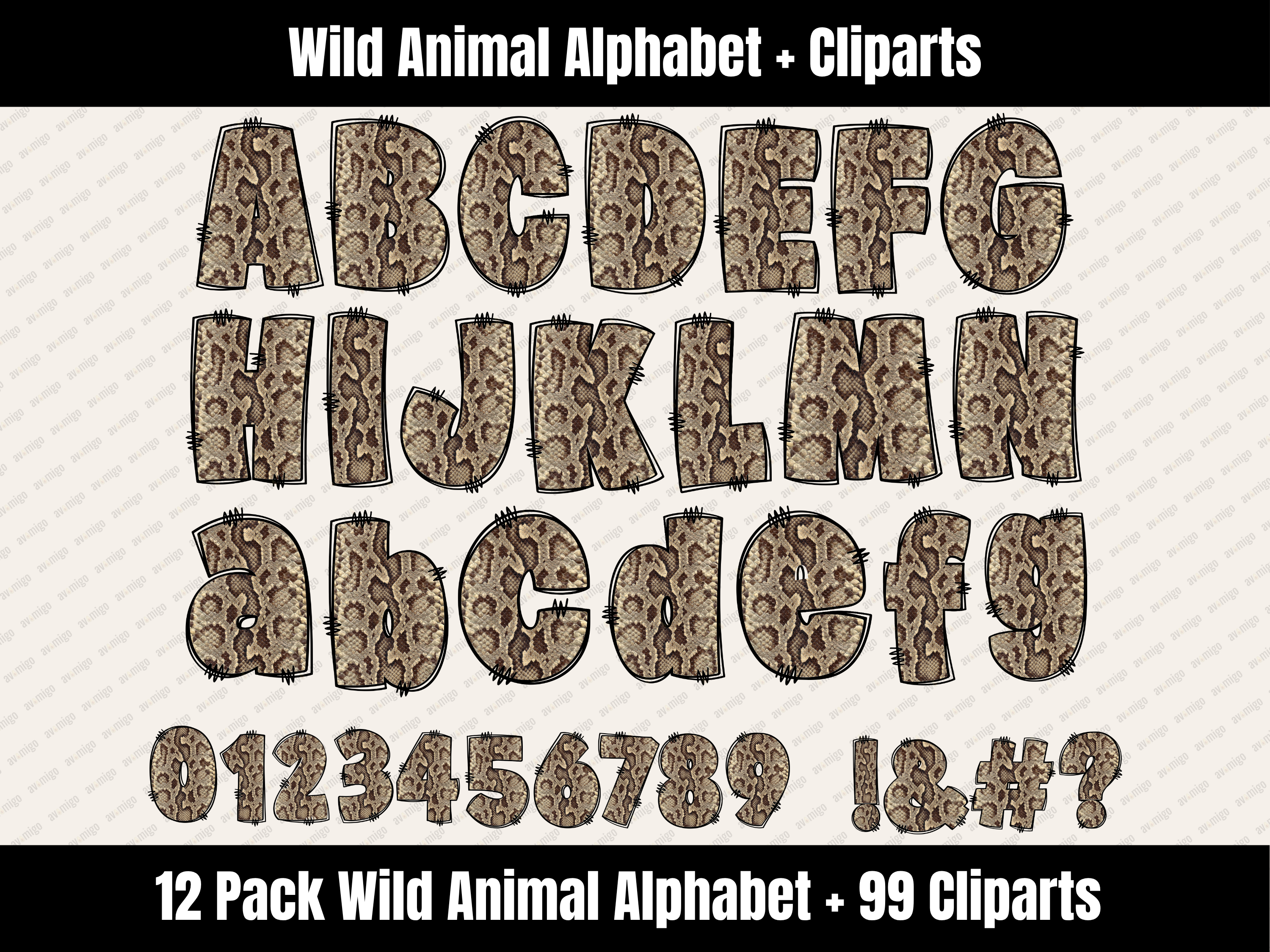 Wild Animal Alphabet Bundle + Cliparts