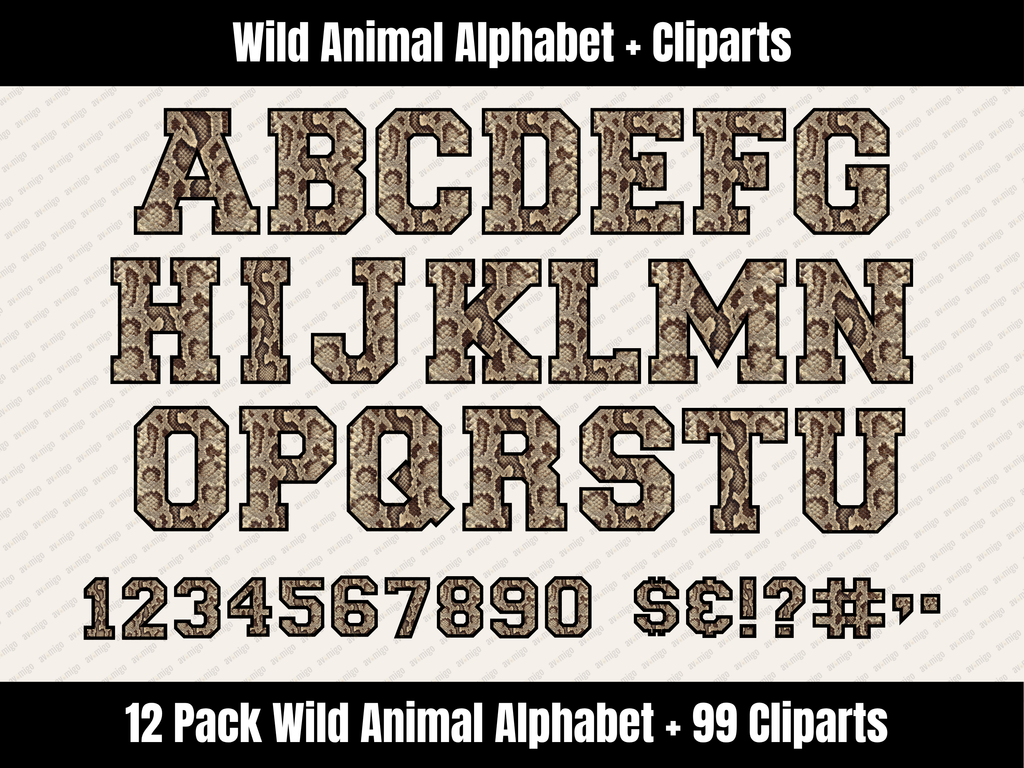 Wild Animal Alphabet Bundle + Cliparts