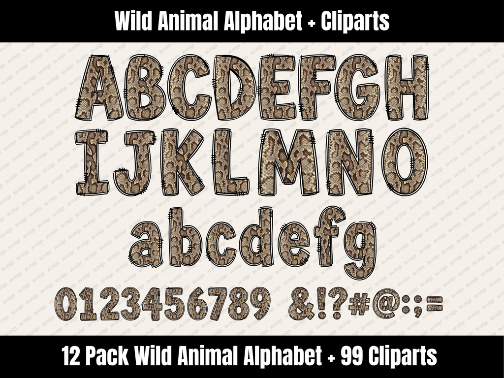 Wild Animal Alphabet Bundle + Cliparts
