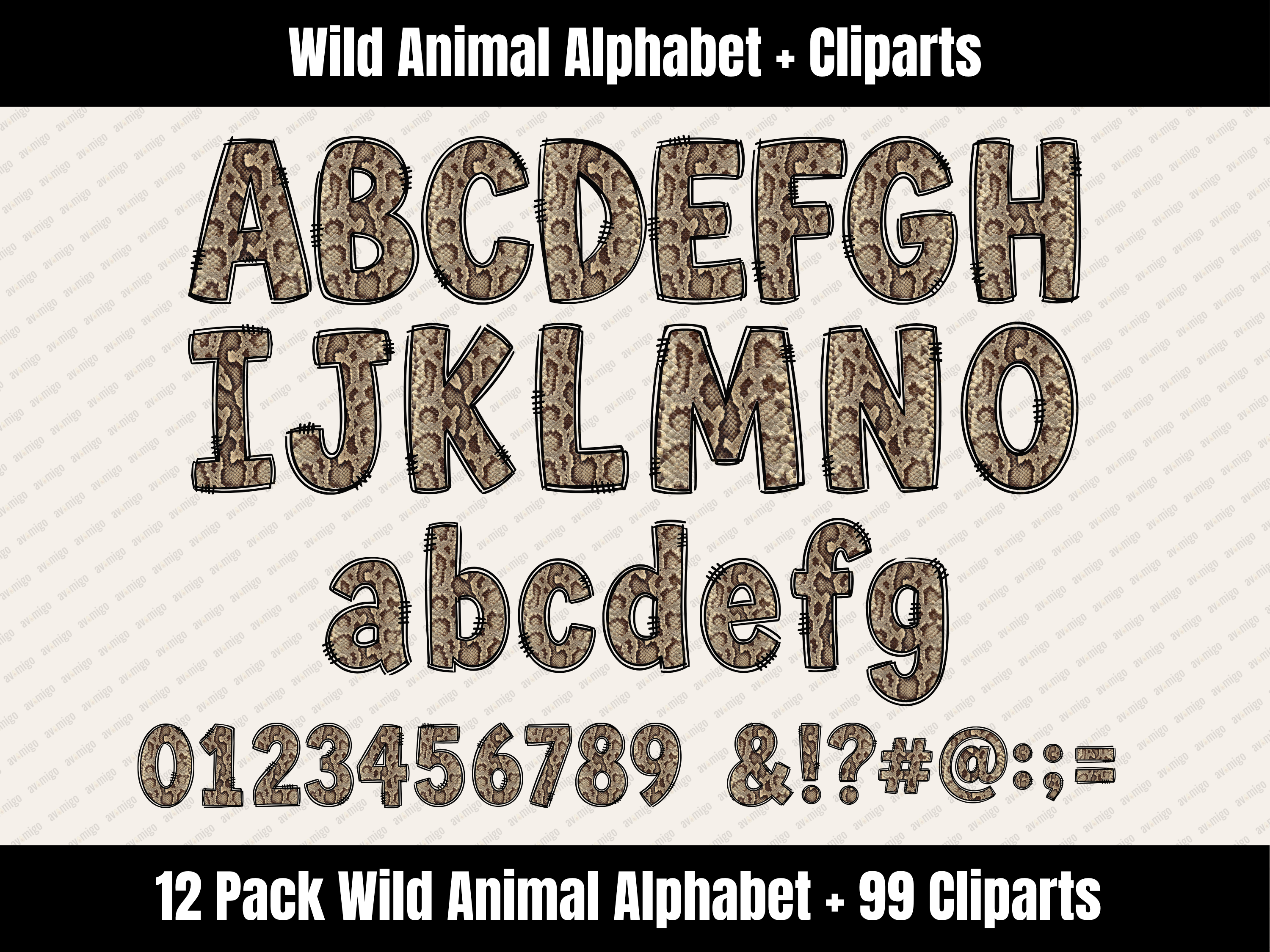 Wild Animal Alphabet Bundle + Cliparts