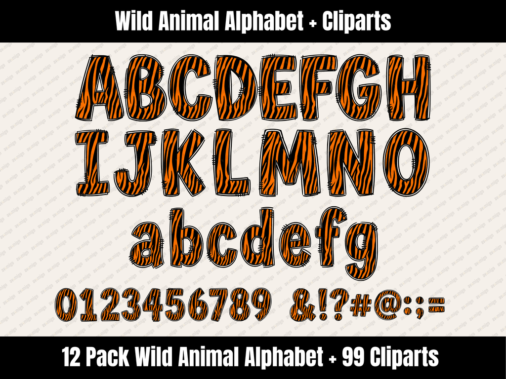 Wild Animal Alphabet Bundle + Cliparts