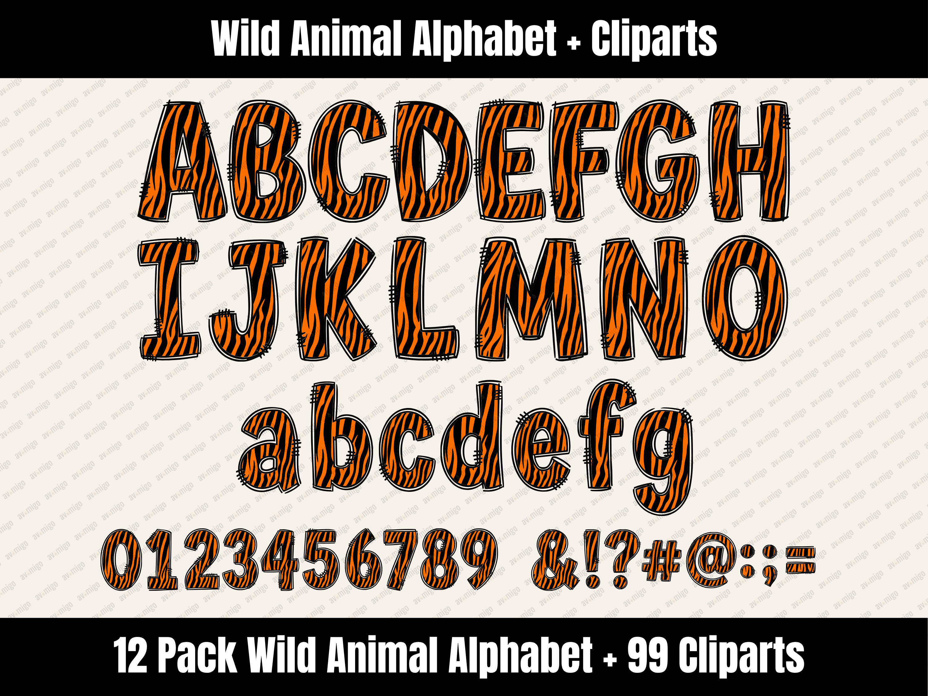 Wild Animal Alphabet Bundle + Cliparts