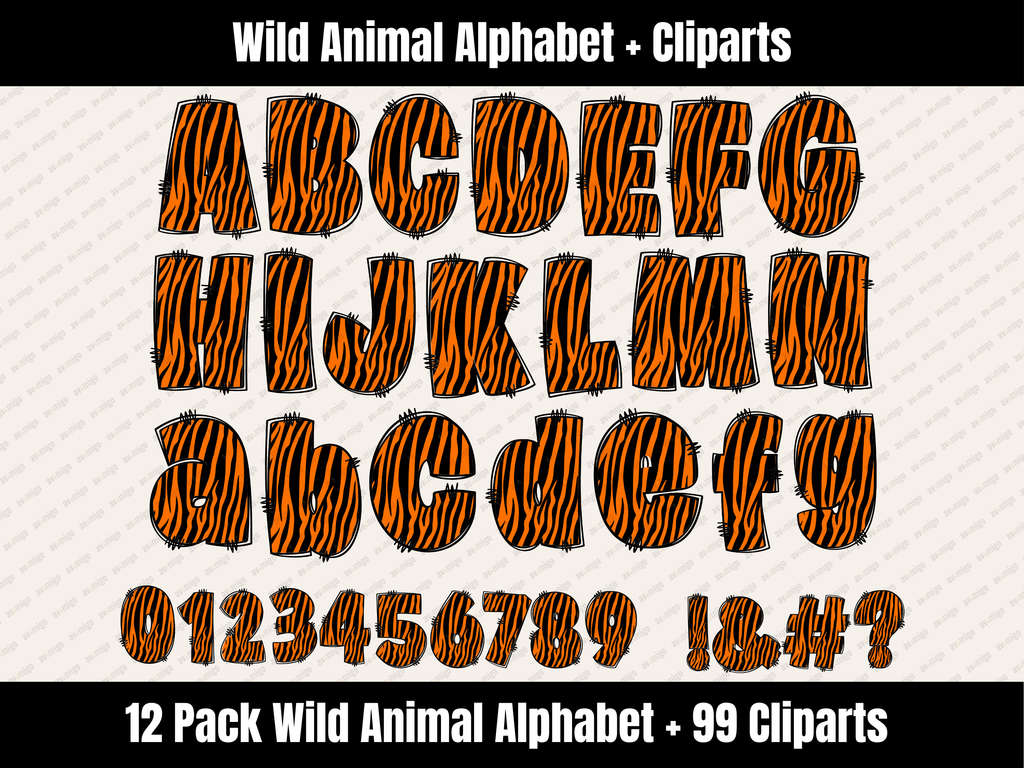 Wild Animal Alphabet Bundle + Cliparts