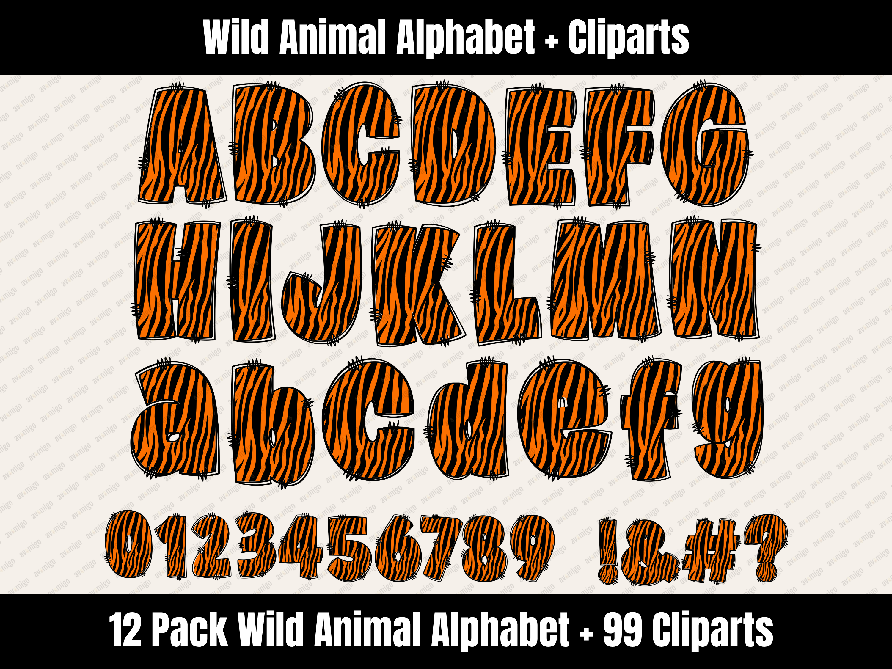 Wild Animal Alphabet Bundle + Cliparts