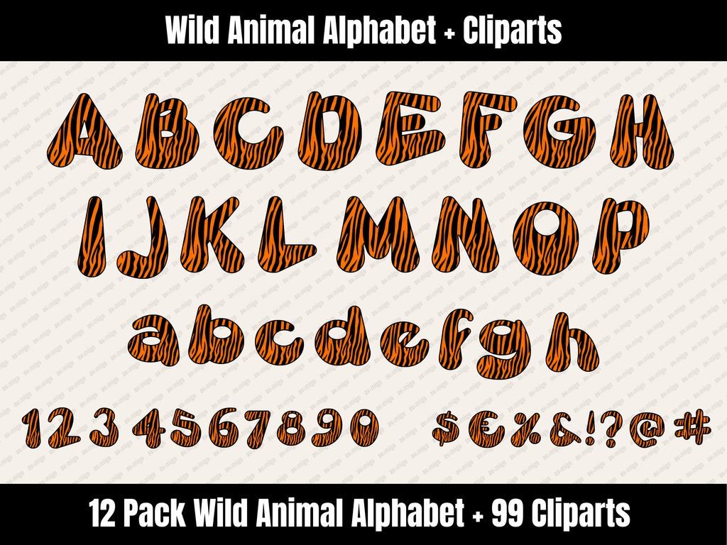 Wild Animal Alphabet Bundle + Cliparts