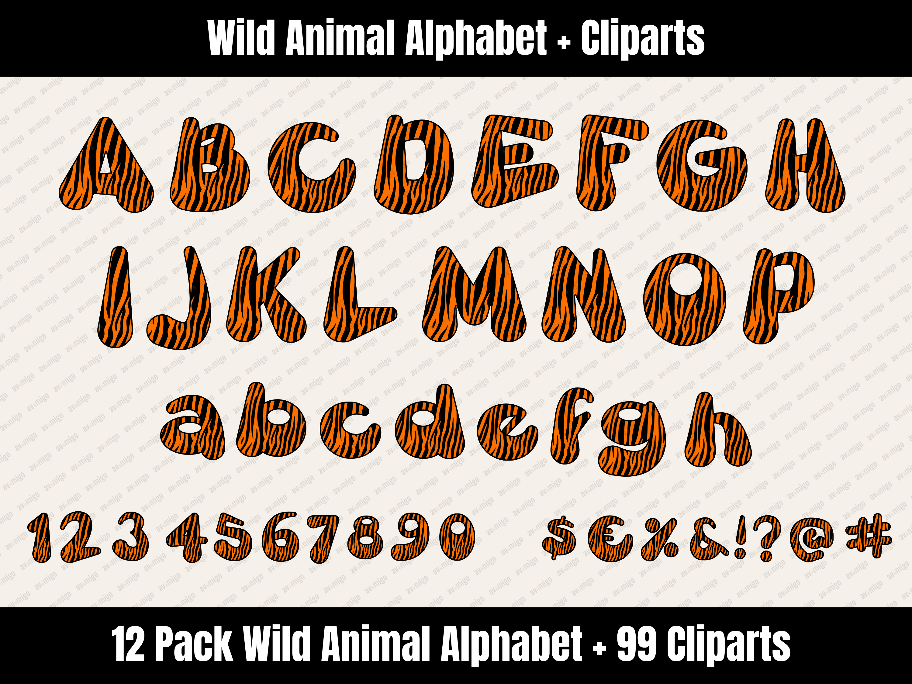 Wild Animal Alphabet Bundle + Cliparts