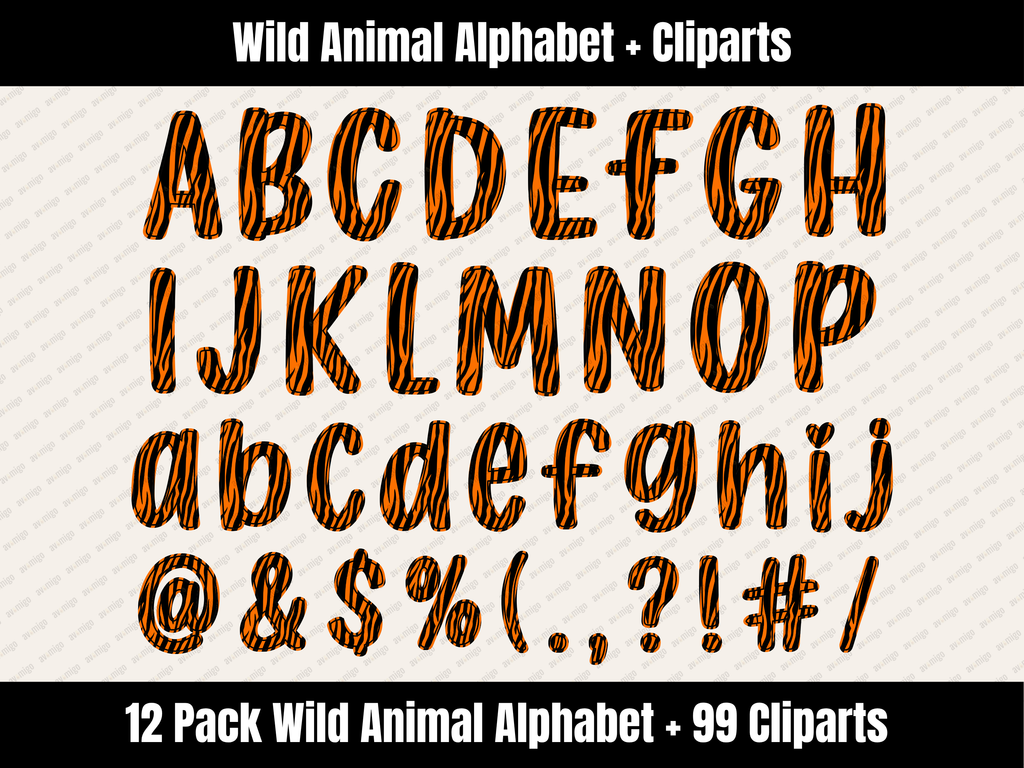 Wild Animal Alphabet Bundle + Cliparts