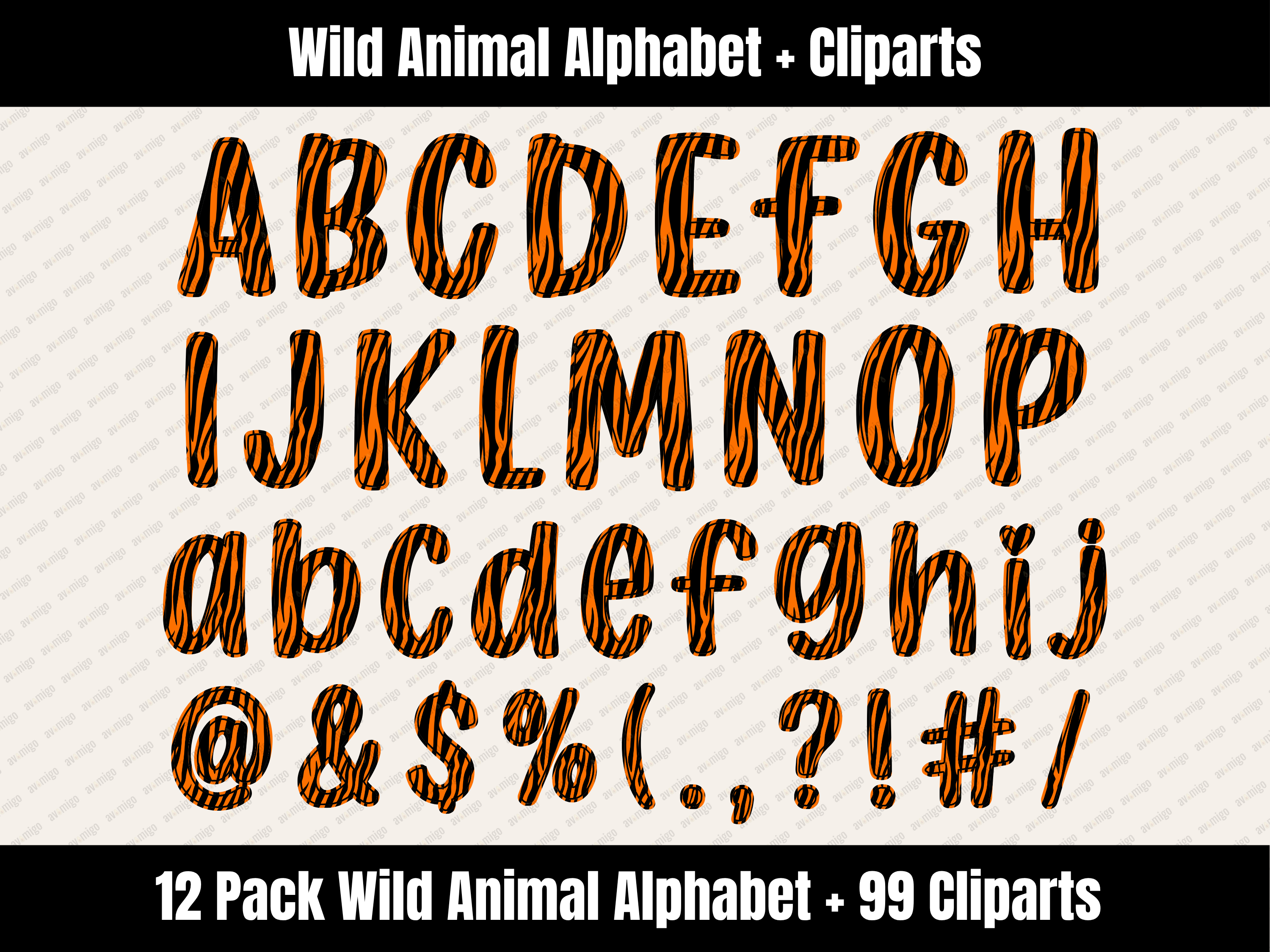 Wild Animal Alphabet Bundle + Cliparts