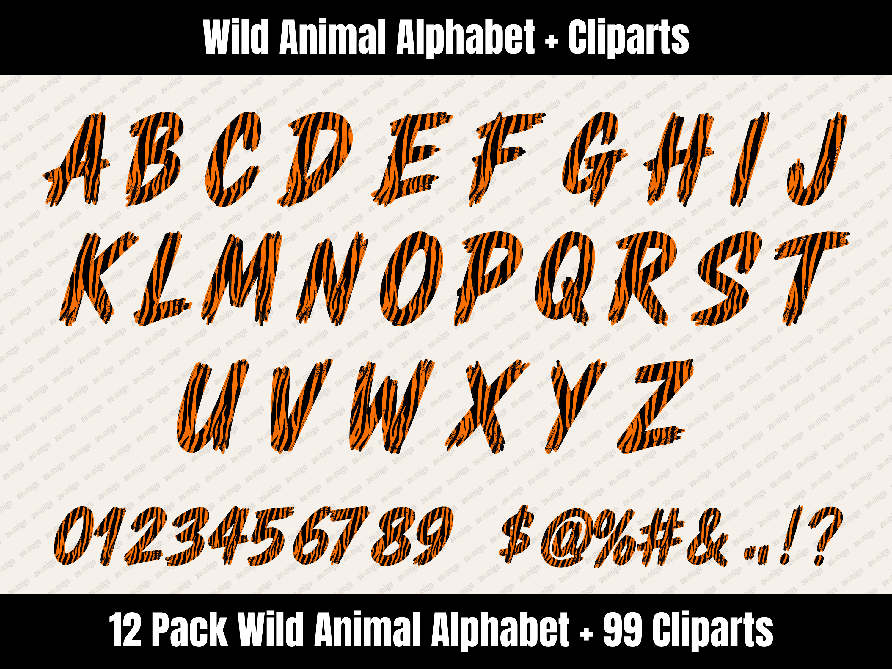 Wild Animal Alphabet Bundle + Cliparts