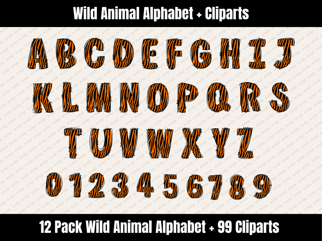 Wild Animal Alphabet Bundle + Cliparts