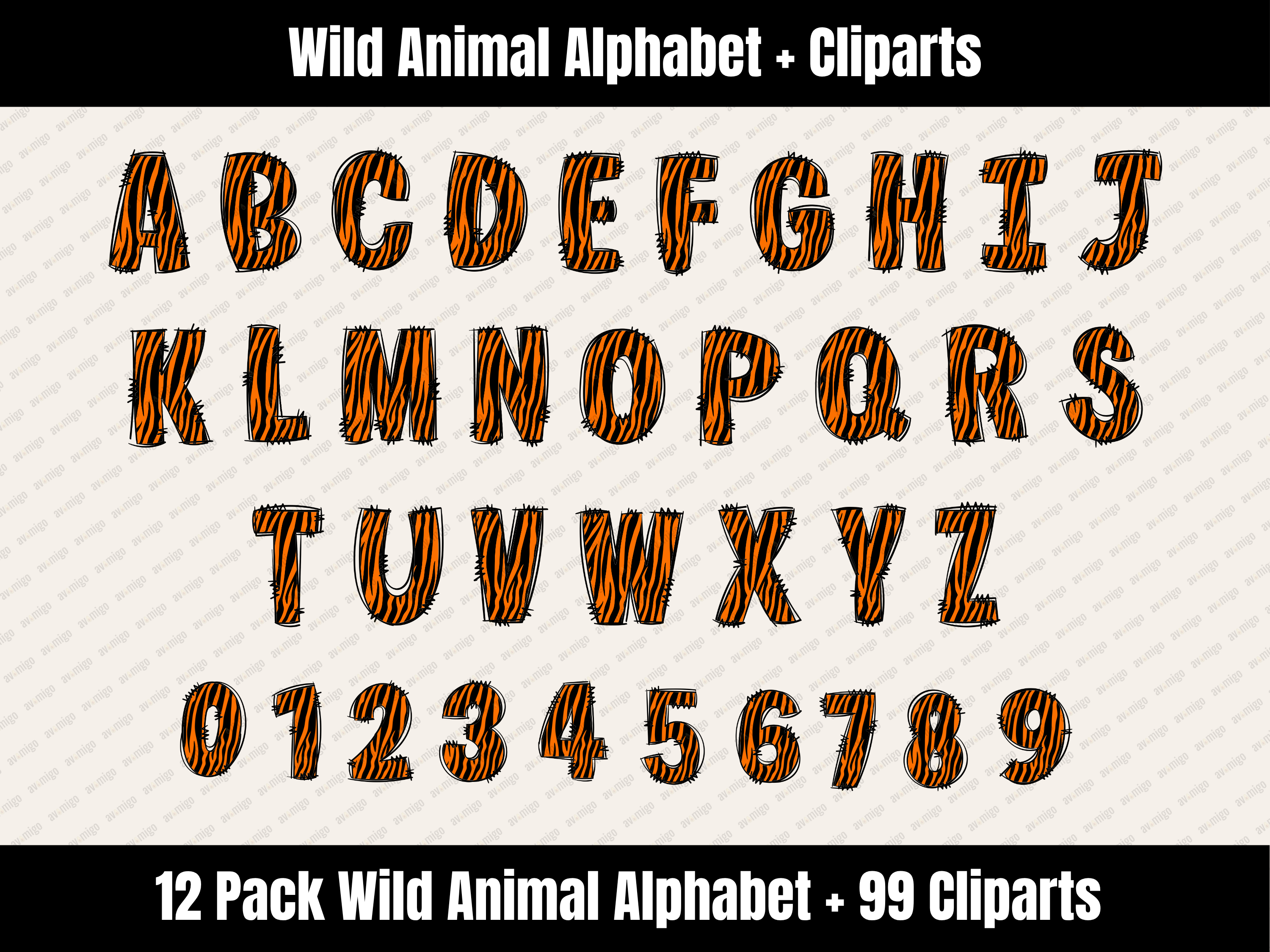 Wild Animal Alphabet Bundle + Cliparts