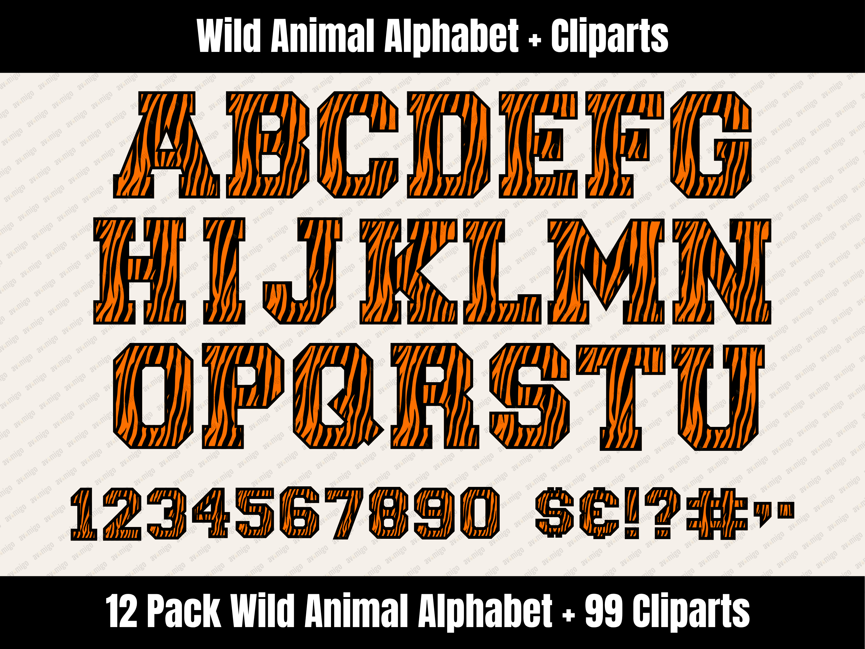 Wild Animal Alphabet Bundle + Cliparts