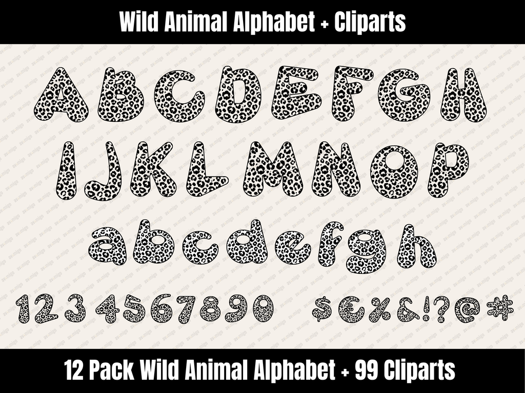 Wild Animal Alphabet Bundle + Cliparts