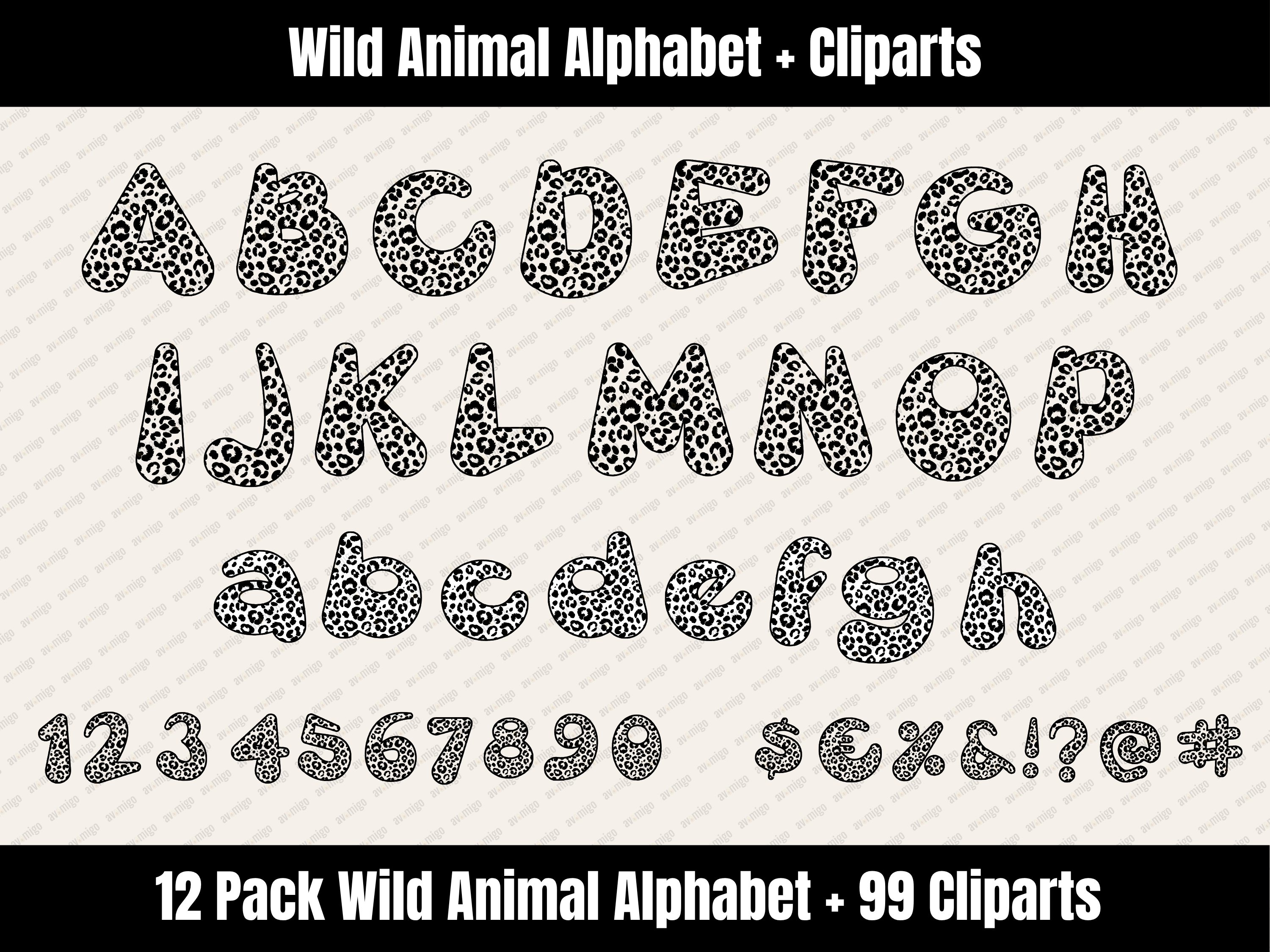 Wild Animal Alphabet Bundle + Cliparts