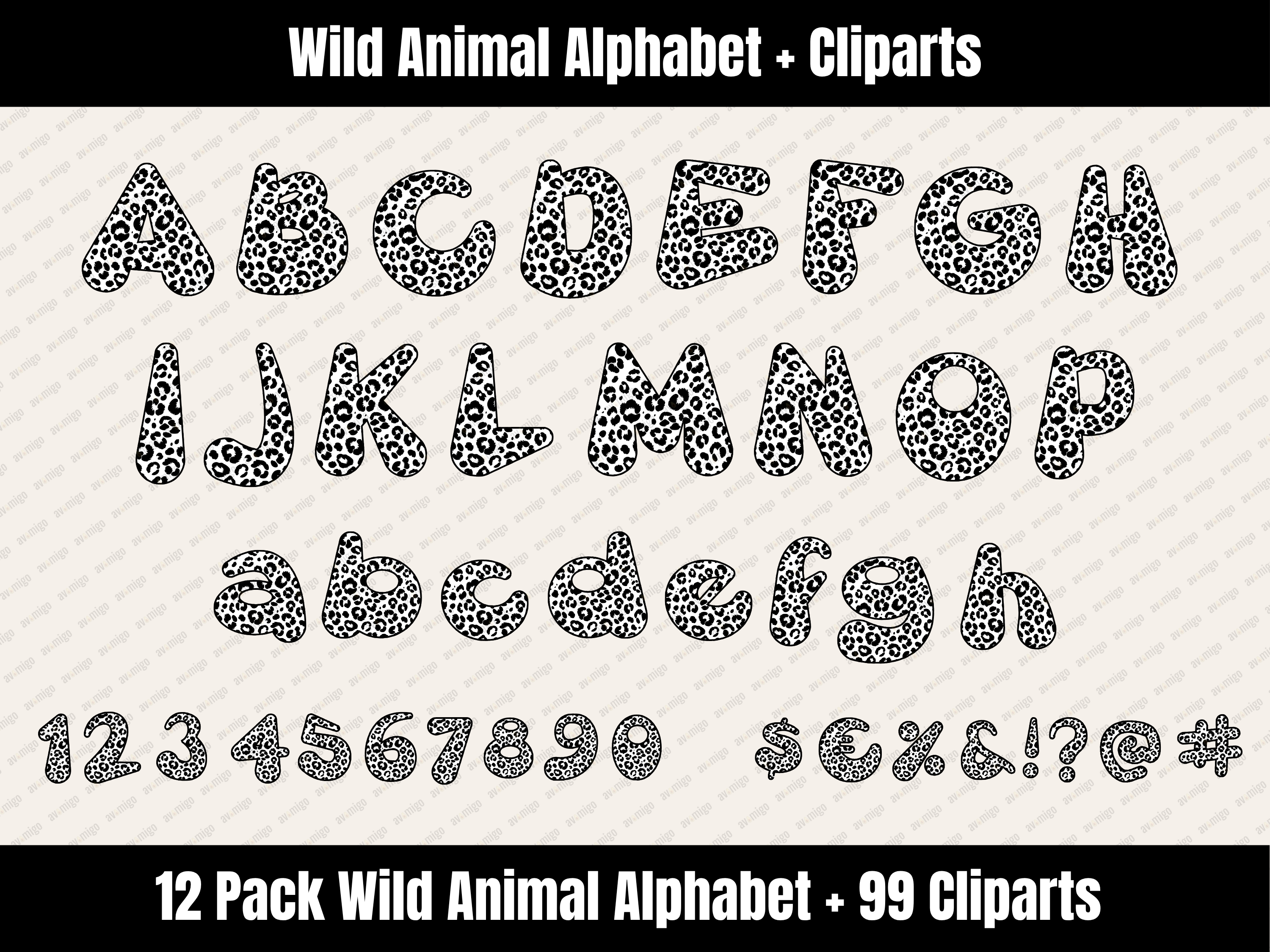 Wild Animal Alphabet Bundle + Cliparts