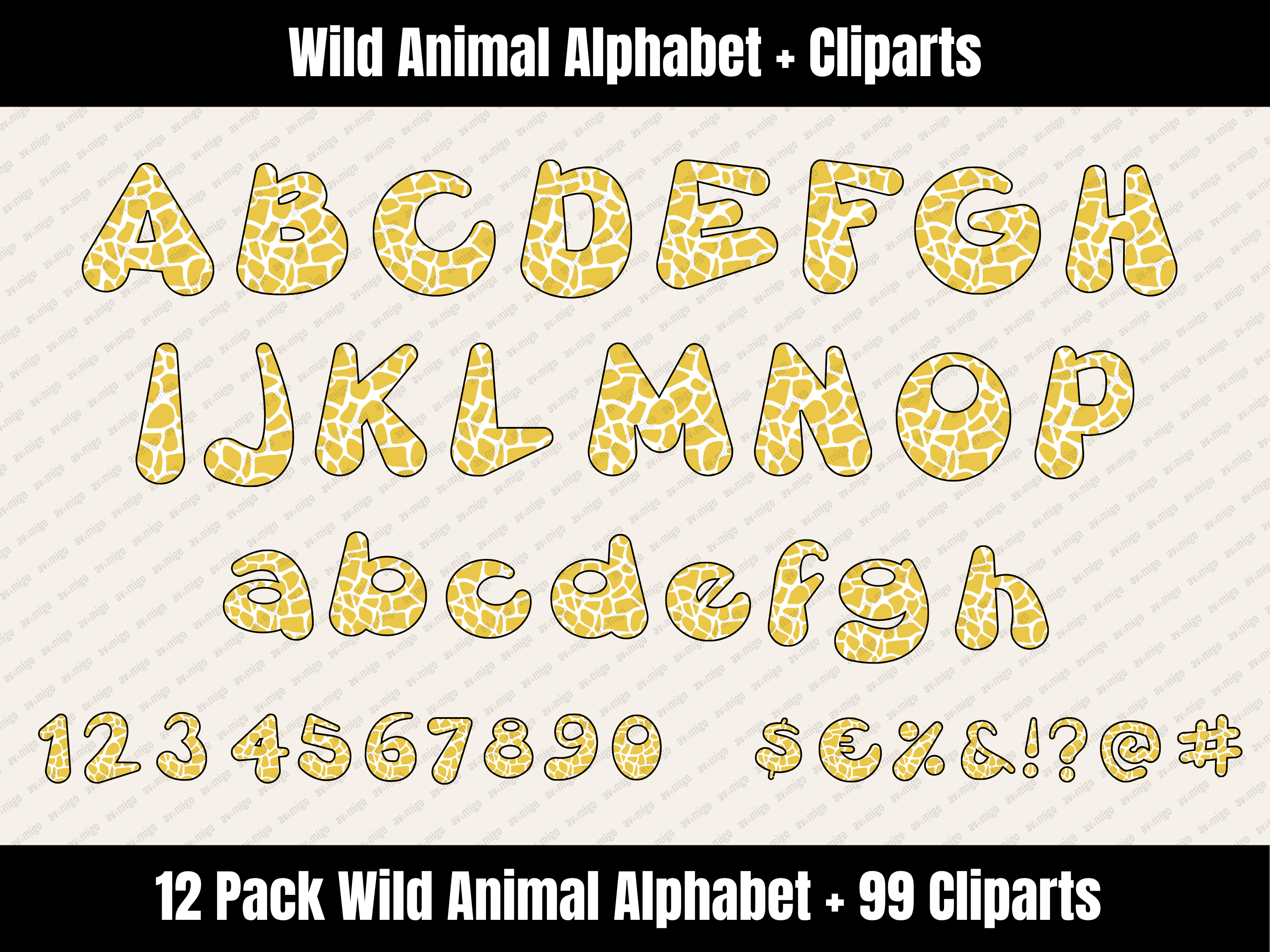 Wild Animal Alphabet Bundle + Cliparts