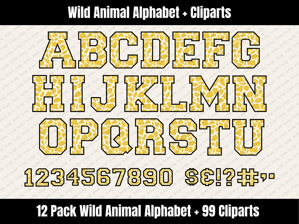 Wild Animal Alphabet Bundle + Cliparts
