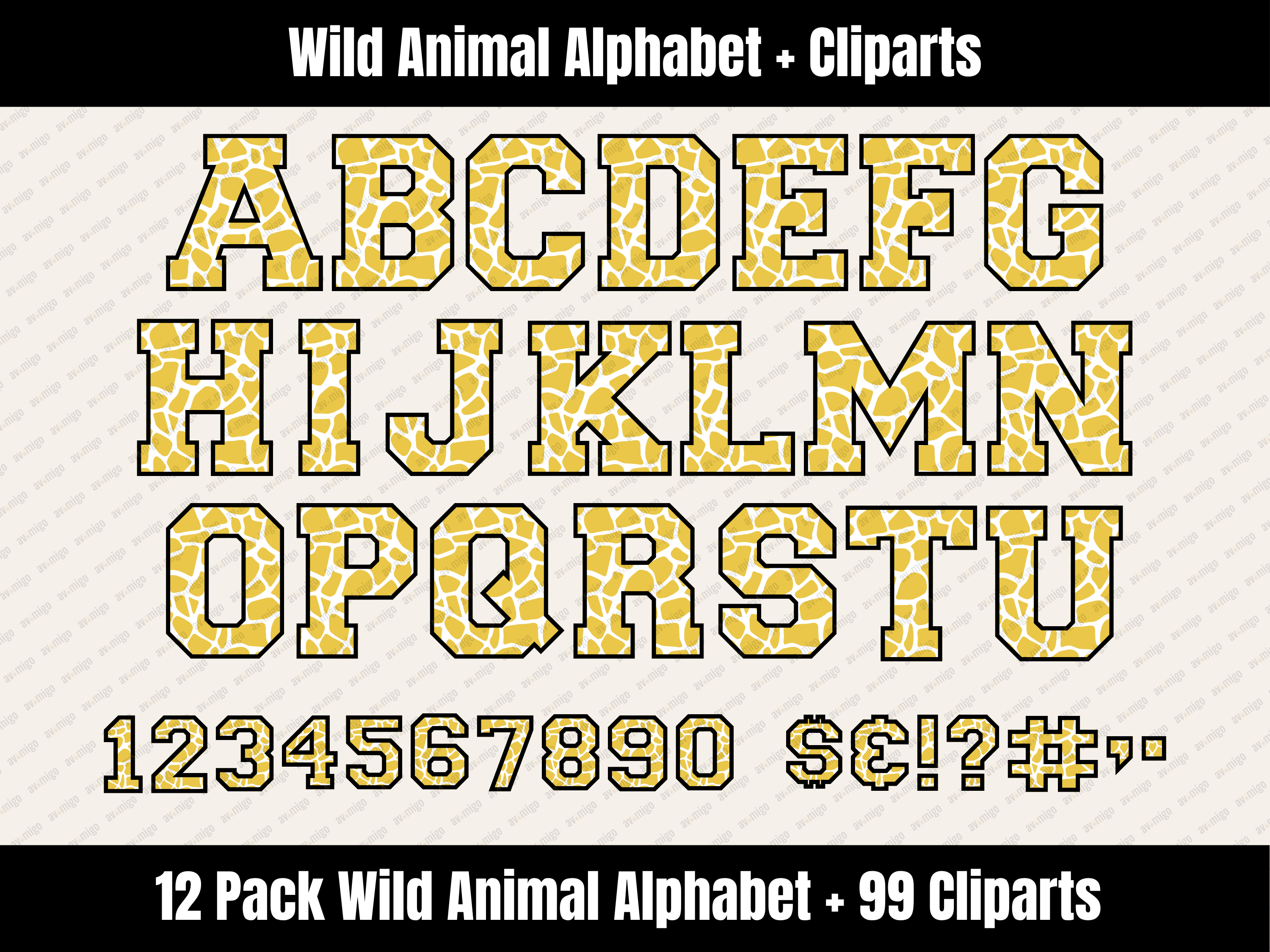 Wild Animal Alphabet Bundle + Cliparts