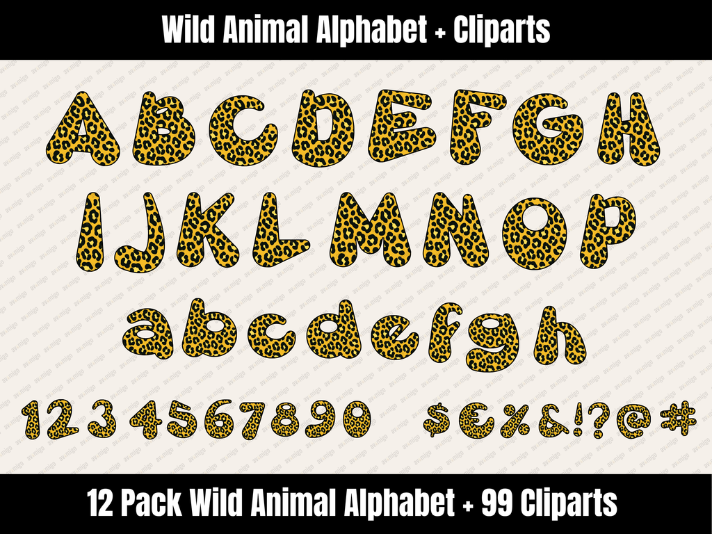 Wild Animal Alphabet Bundle + Cliparts