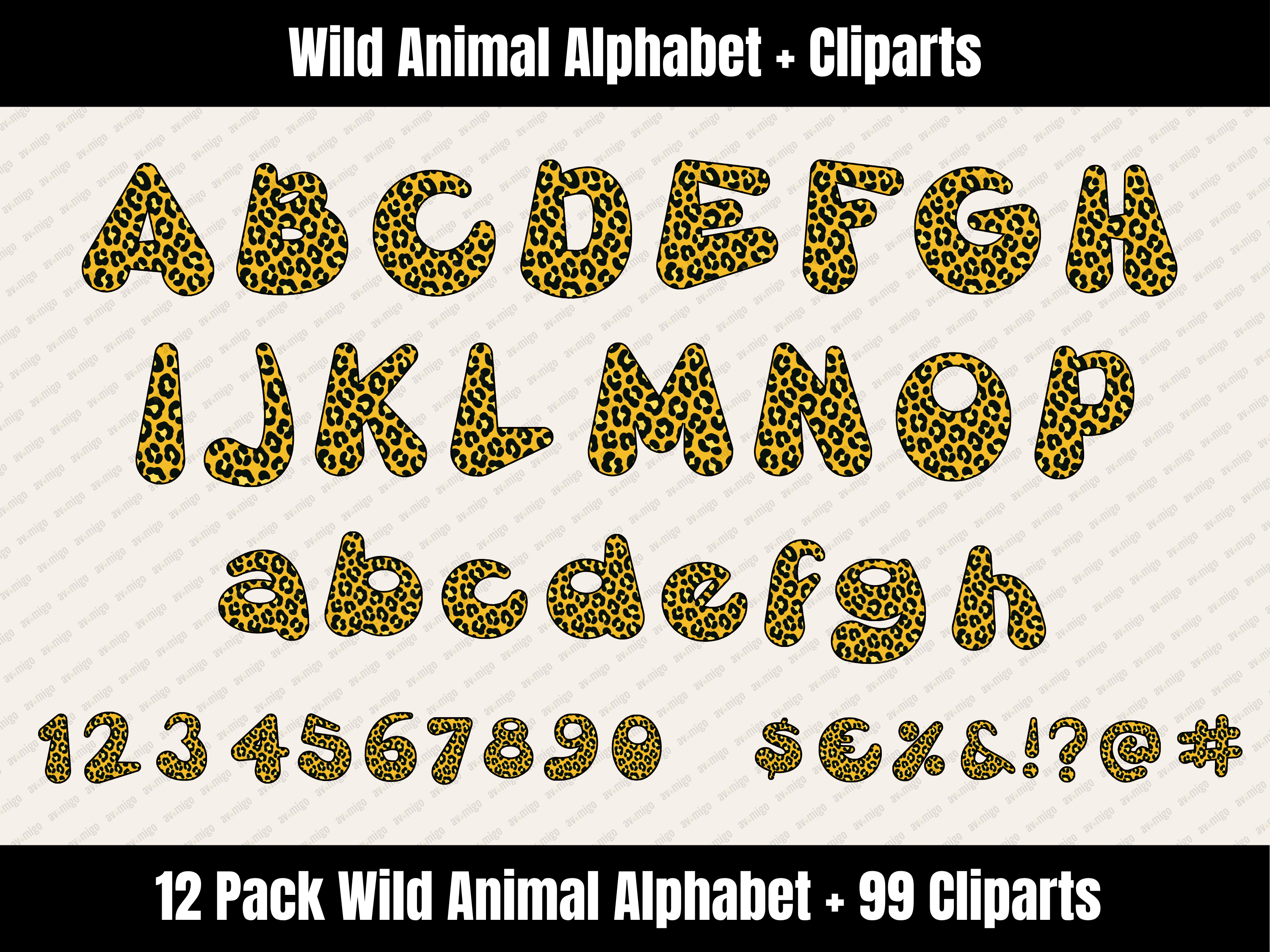 Wild Animal Alphabet Bundle + Cliparts