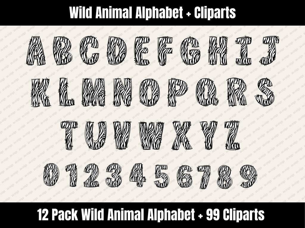 Wild Animal Alphabet Bundle + Cliparts