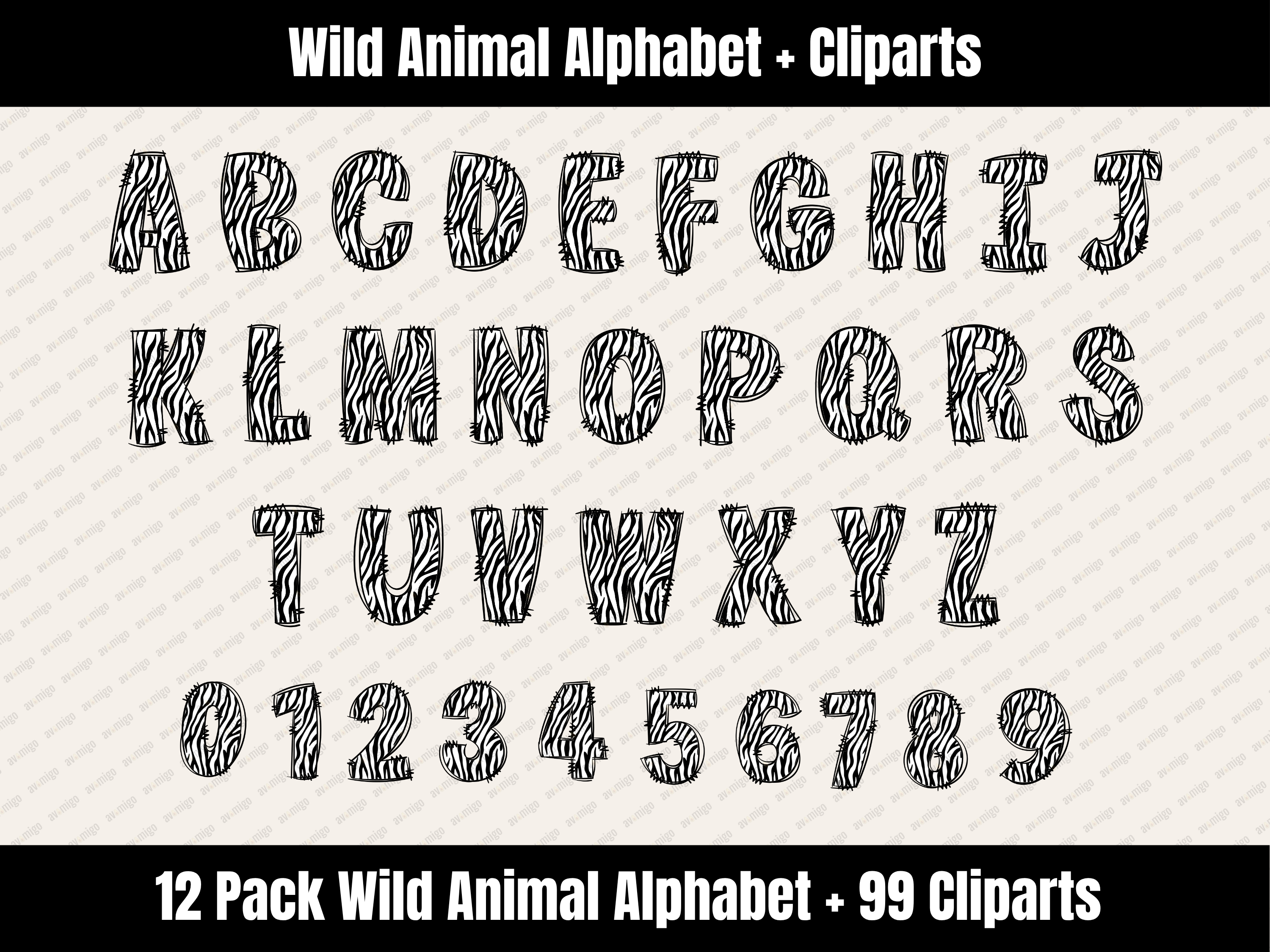Wild Animal Alphabet Bundle + Cliparts