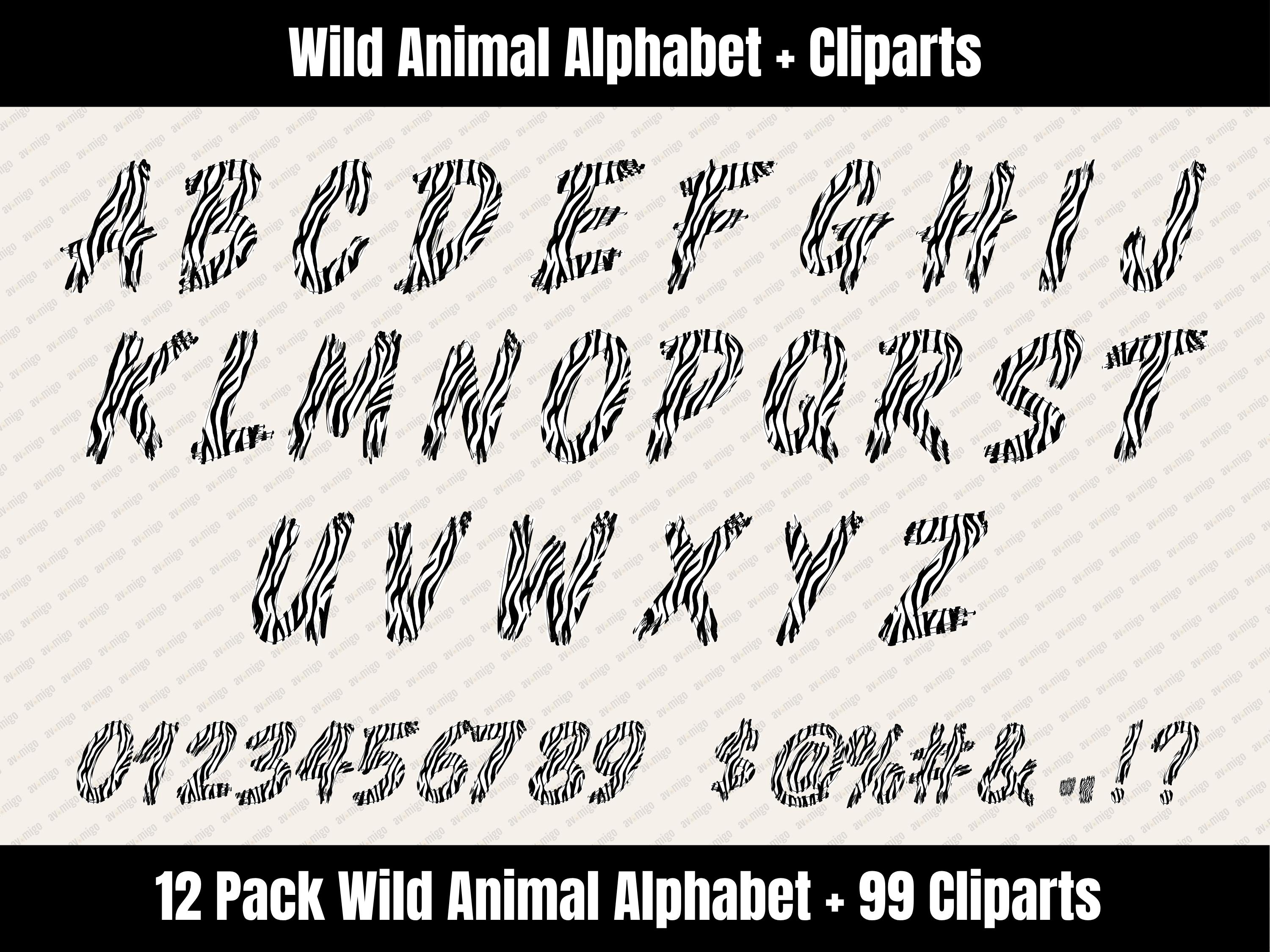 Wild Animal Alphabet Bundle + Cliparts