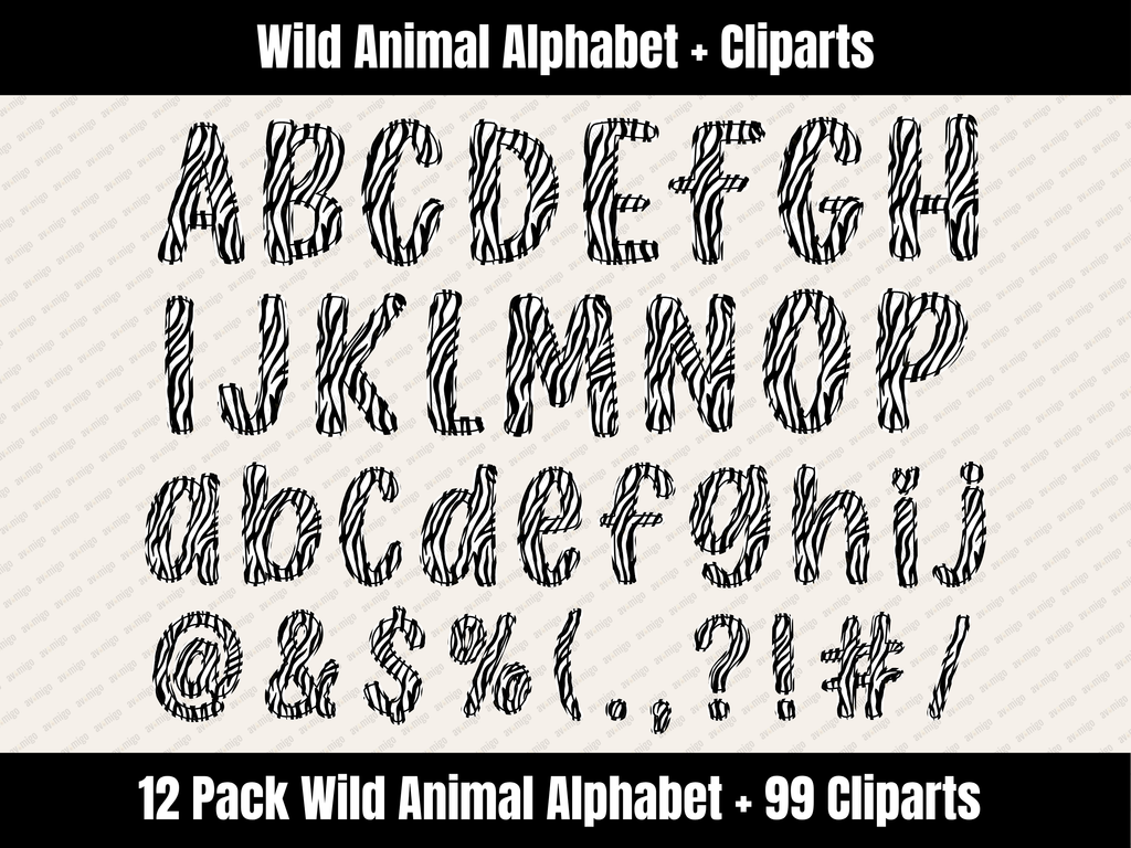 Wild Animal Alphabet Bundle + Cliparts