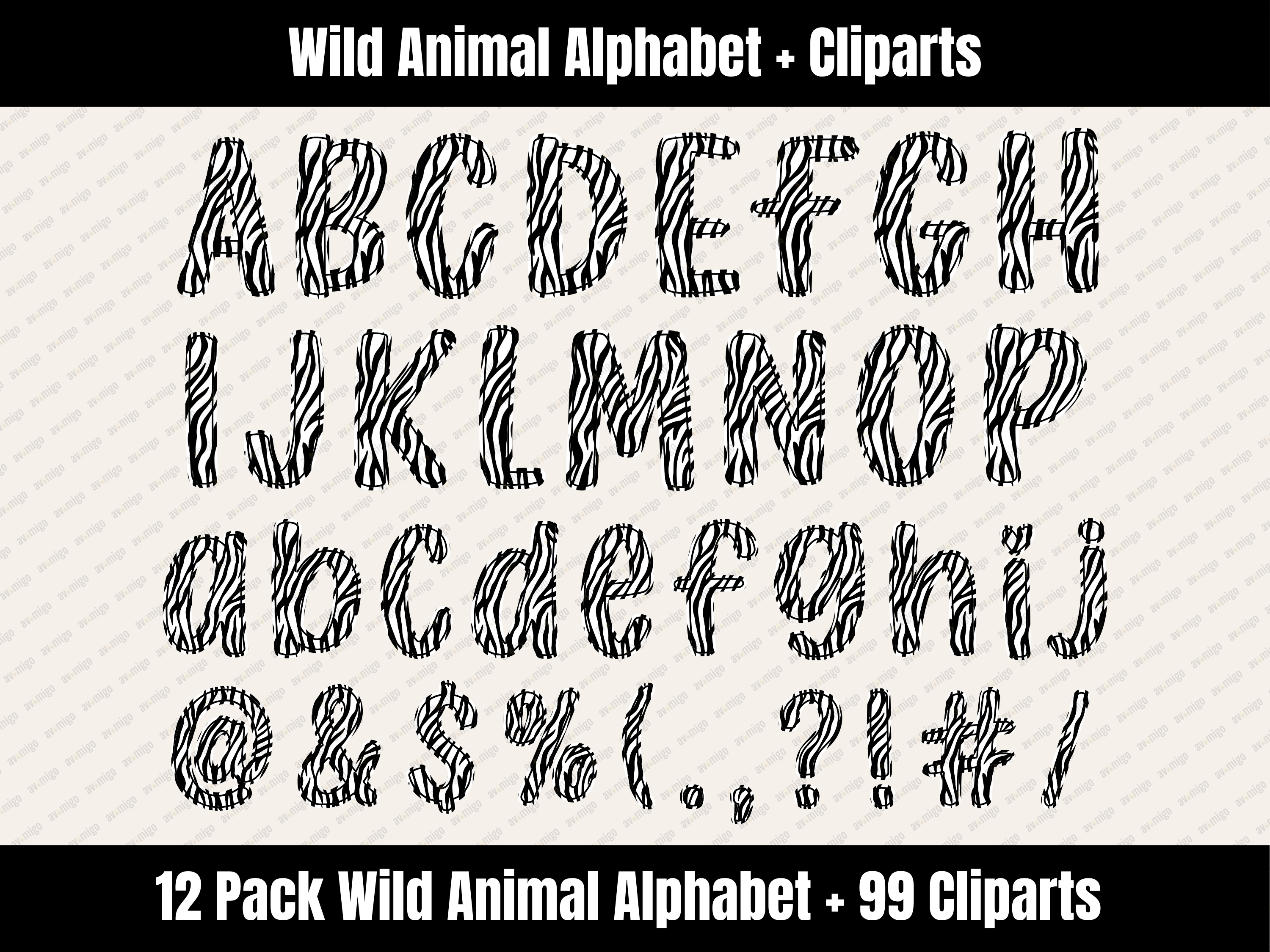 Wild Animal Alphabet Bundle + Cliparts