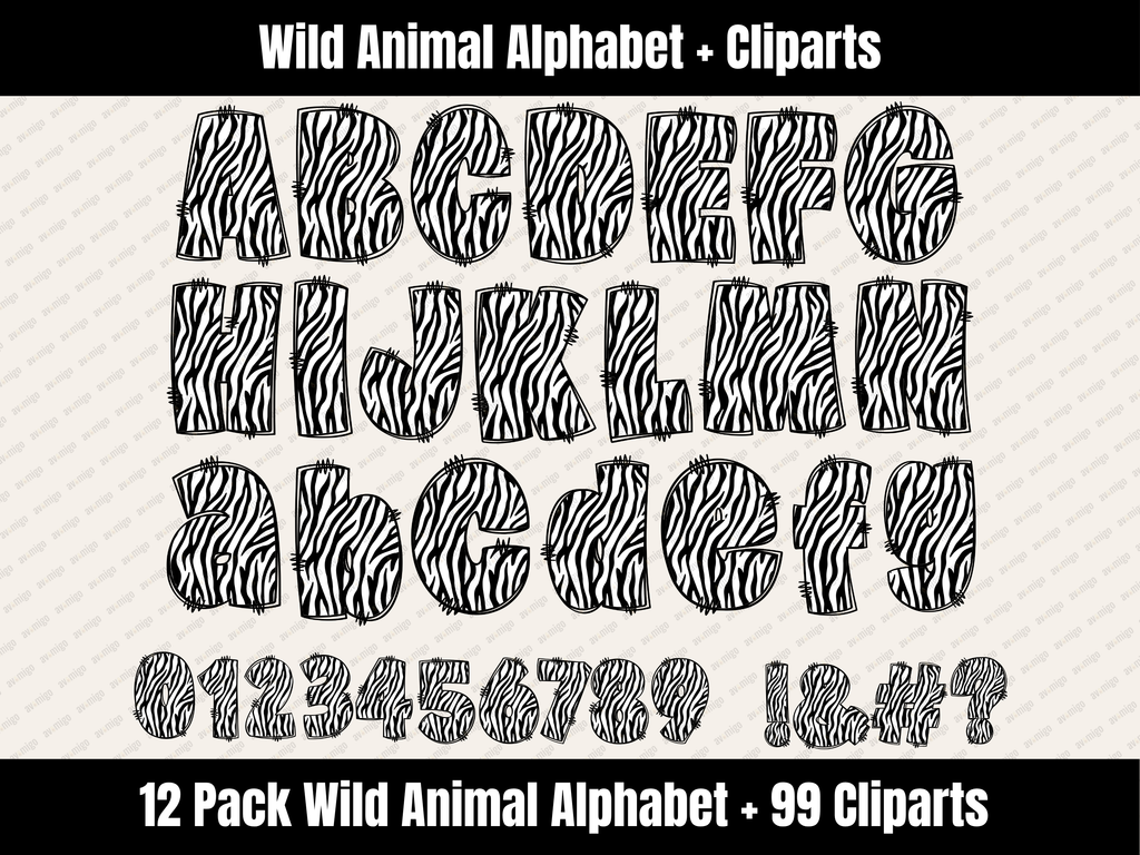 Wild Animal Alphabet Bundle + Cliparts