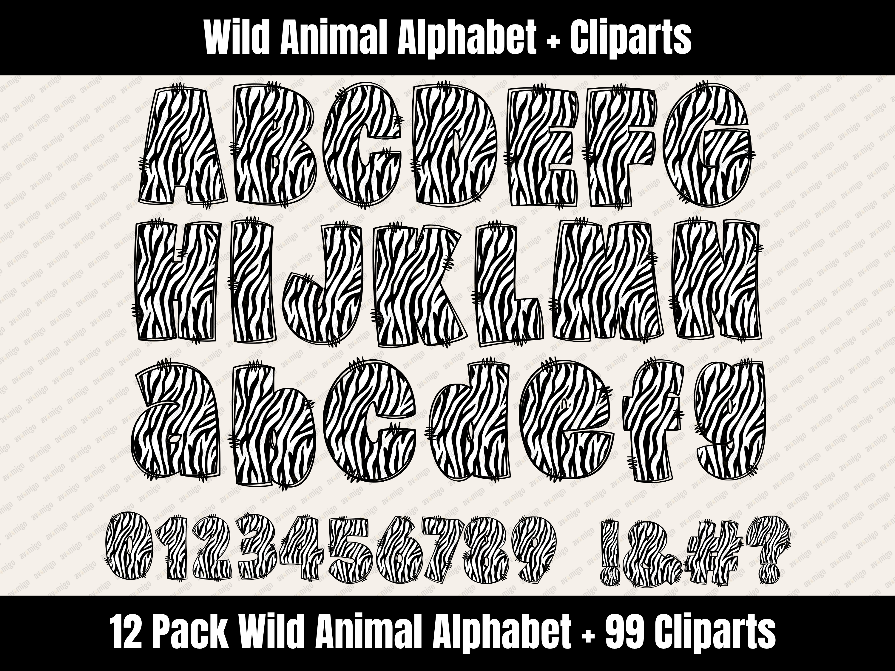 Wild Animal Alphabet Bundle + Cliparts