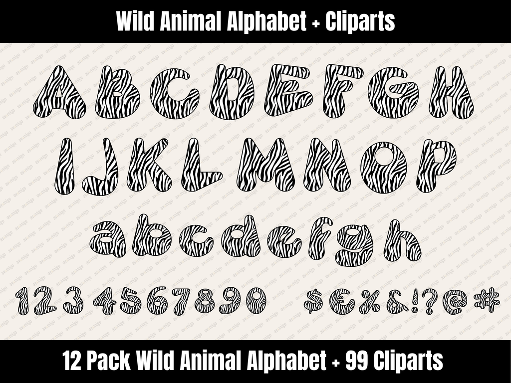 Wild Animal Alphabet Bundle + Cliparts