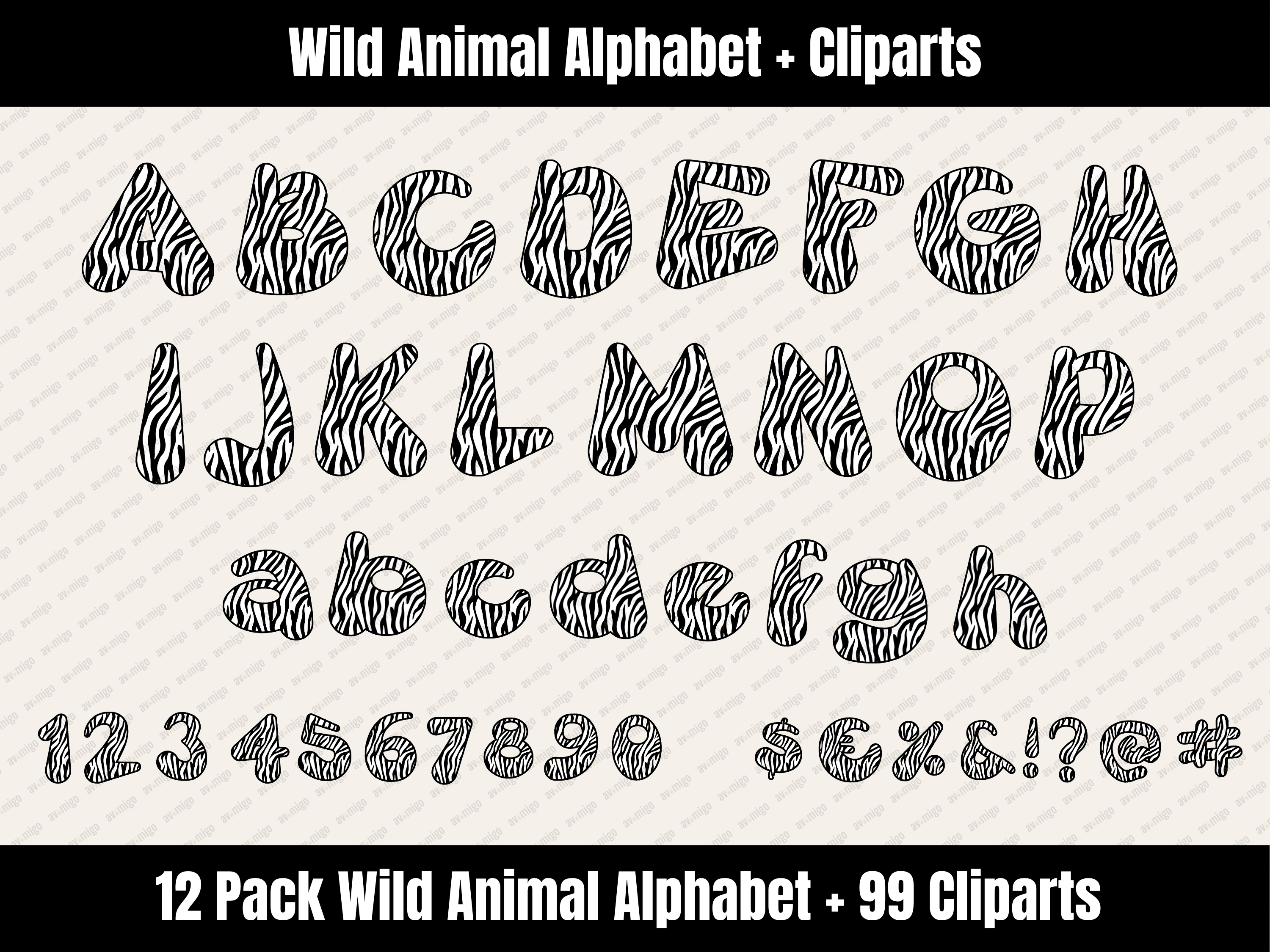 Wild Animal Alphabet Bundle + Cliparts