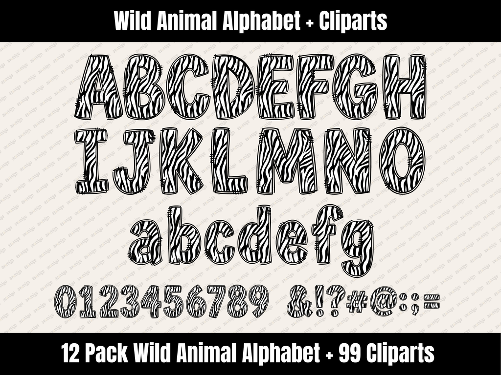 Wild Animal Alphabet Bundle + Cliparts