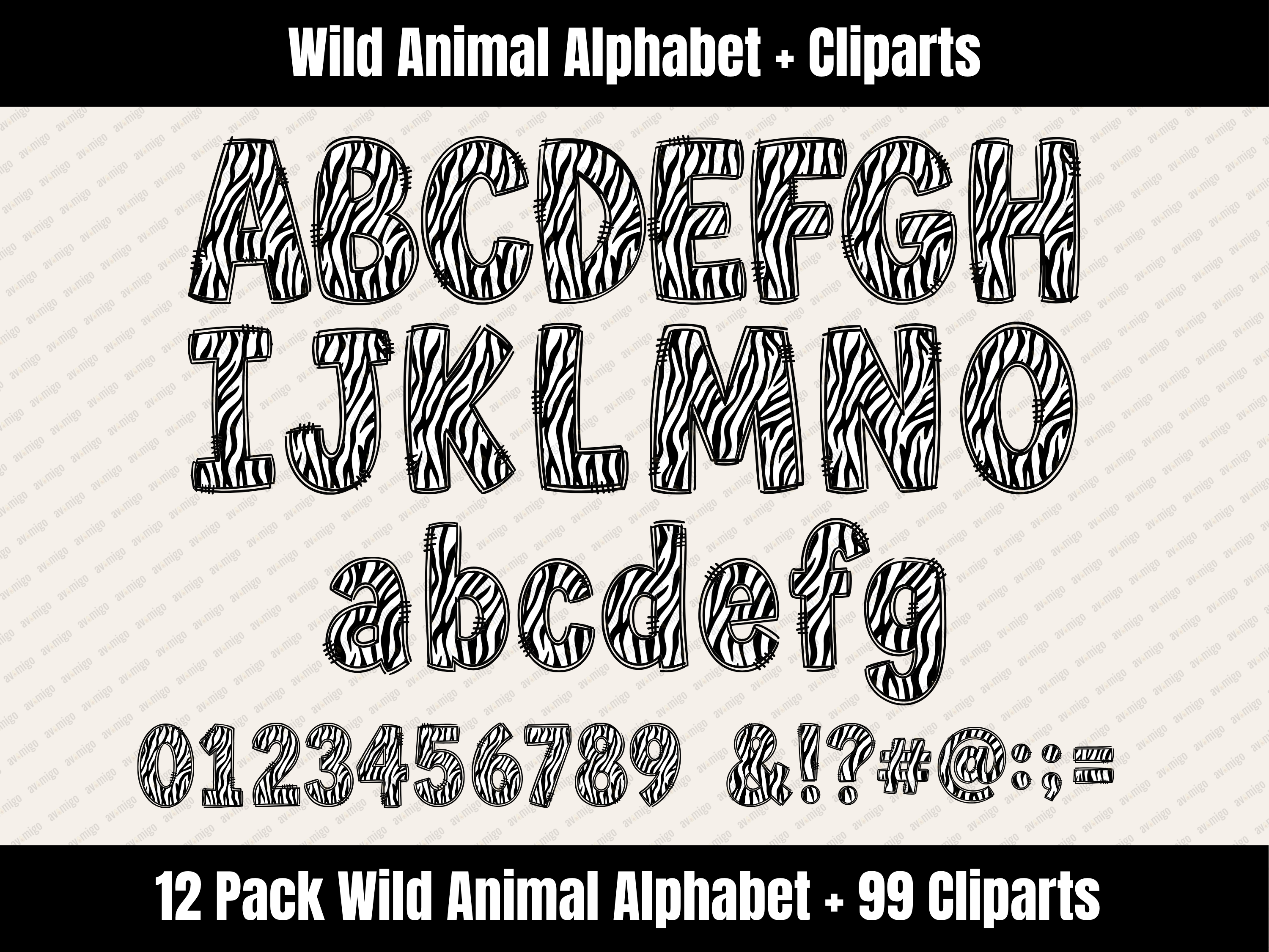 Wild Animal Alphabet Bundle + Cliparts