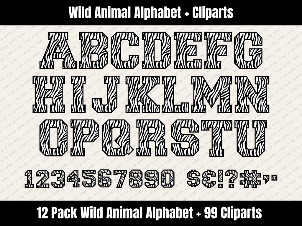 Wild Animal Alphabet Bundle + Cliparts