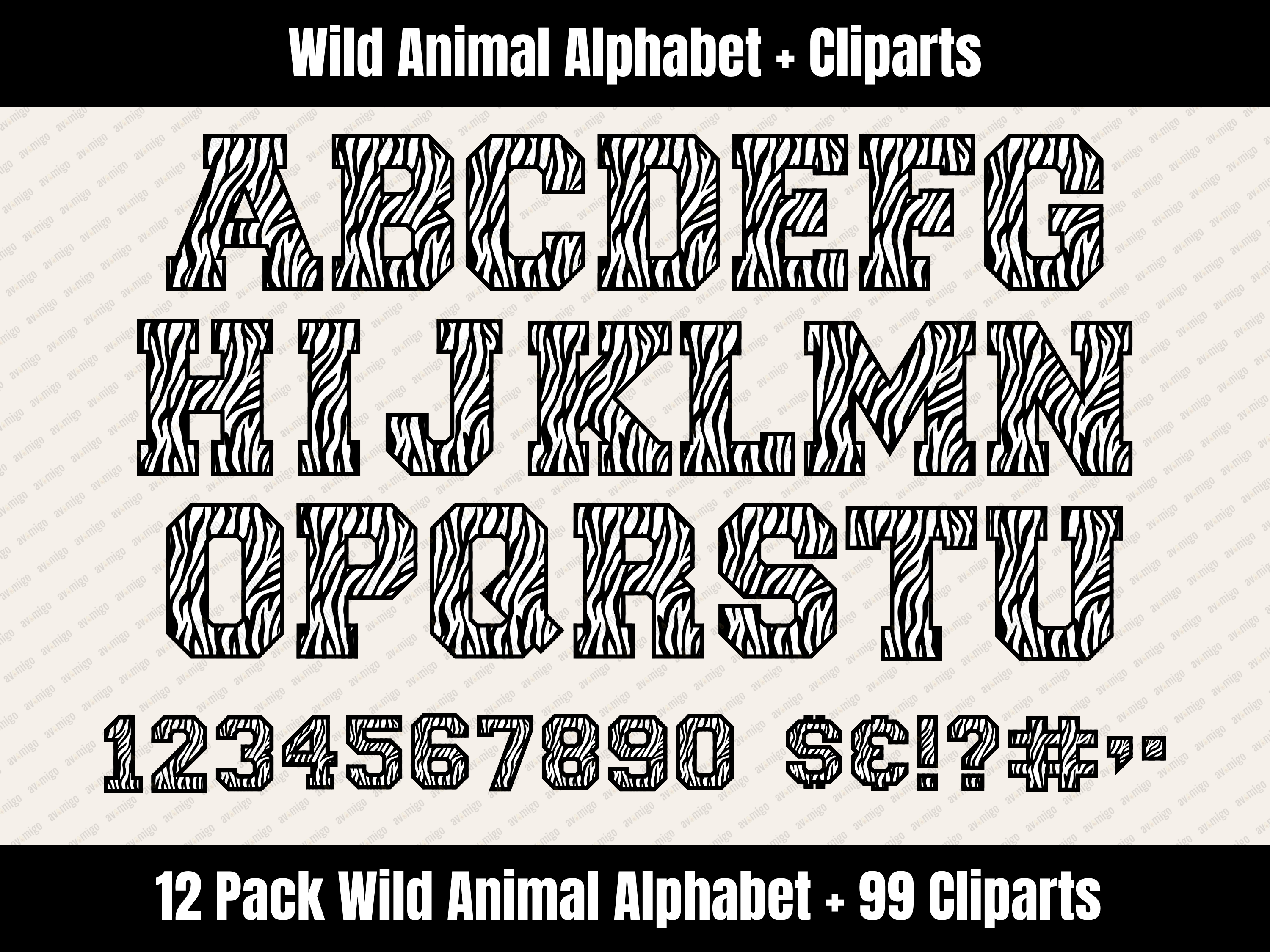 Wild Animal Alphabet Bundle + Cliparts
